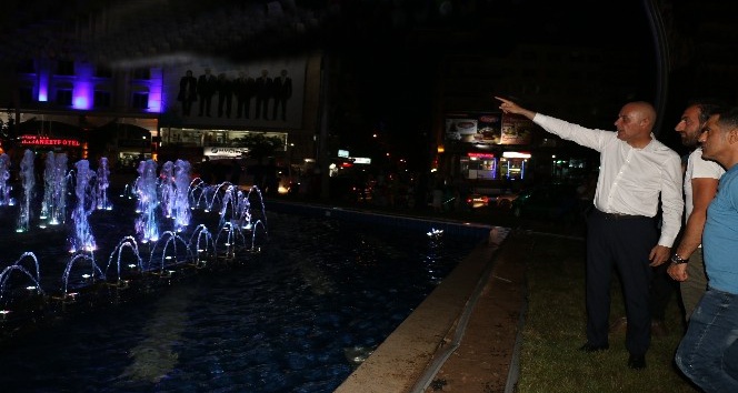 Başkan Vekili Aksoy, fıskiyeli havuzu inceledi