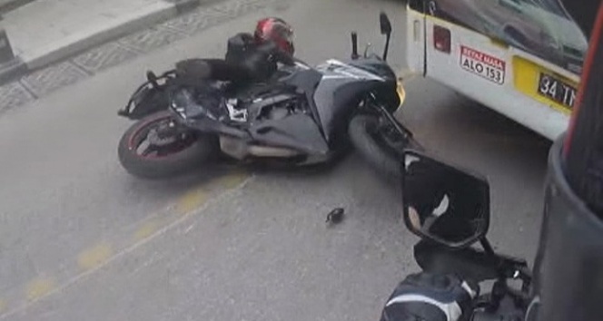 İstanbul’da motosikletli kadın sürücü ölümden kıl payı kurtuldu