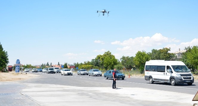 Aksaray’da drone ile trafik uygulaması