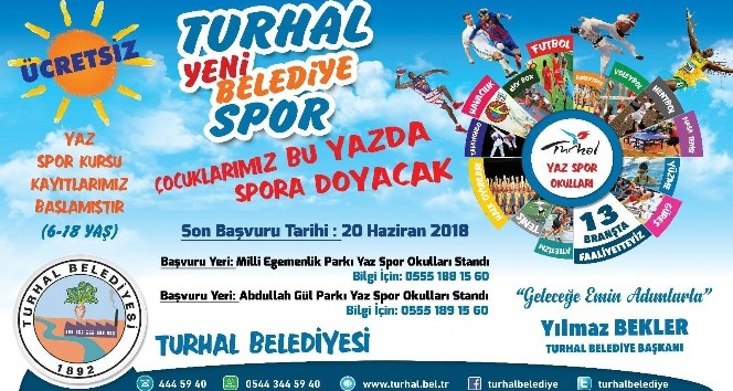 Turhal Belediyesi Yeni Belediye Spor  Kulübü yaz spor okulları kayıtları devam ediyor.