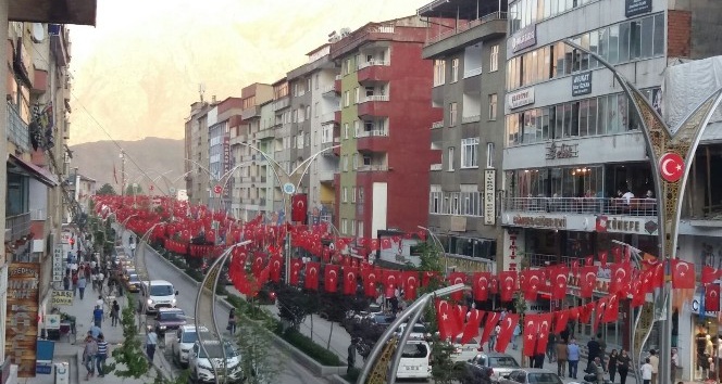 Hakkari Türk bayrakları il ışıldıyor