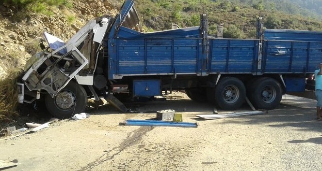 Kamyon ve kayalıklar arasında sıkışan sürücü hayatını kaybetti