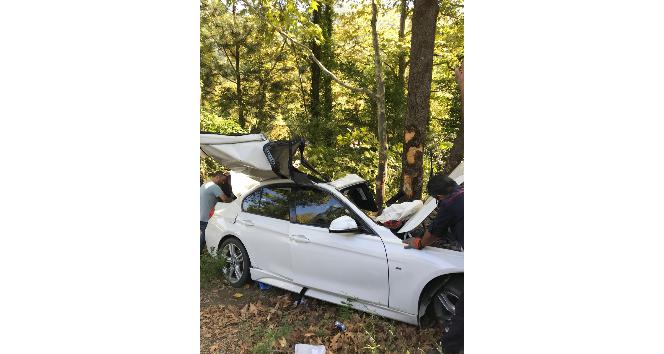 Sağlık çalışanlarının bulunduğu otomobil ağaca çarptı: 1’i ağır 4 yaralı