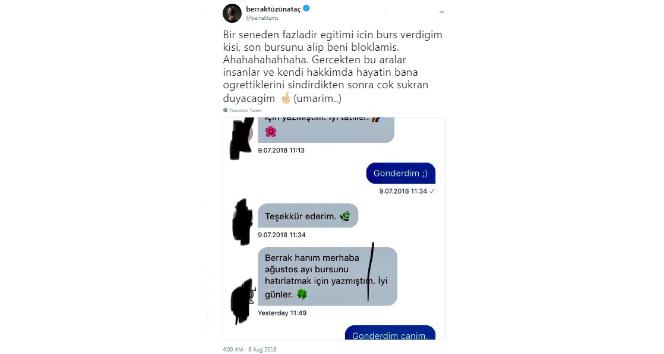 Berrak Tüzünataç’ın burs verdiği çocuk konuştu
