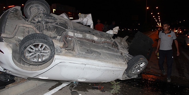 Taklalar atan otomobilden burnu bile kanamadan çıktı