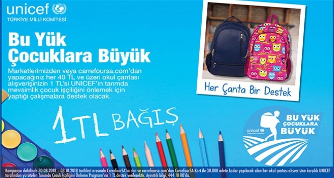 CarrefourSA’dan UNICEF’in “Bu Yük, Çocuklara Büyük” kampanyasına destek