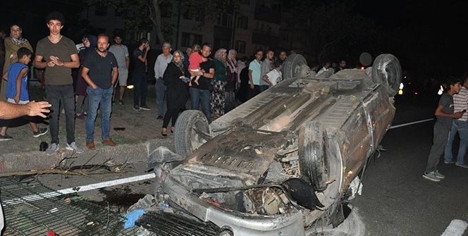 Takla atan araçtan burnu bile kanamadan çıktı