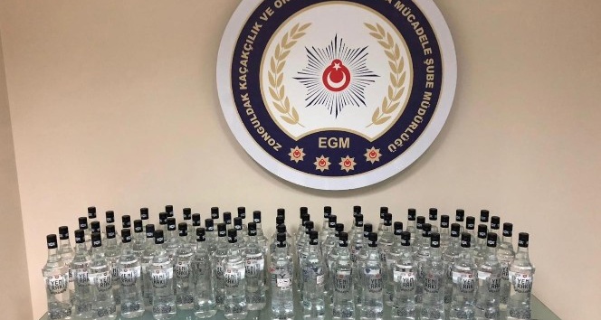 Zonguldak’ta 67 şişe sahte içki ele geçirildi