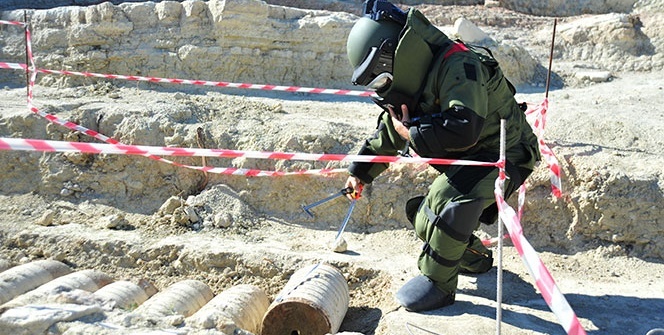 Çanakkale'de top mermisi imha edildi