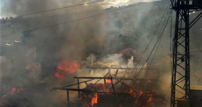 Samsun’da kırsal mahallede 4 ev yandı