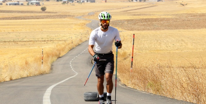 Araba lastiğiyle dünya şampiyonasına hazırlanıyor