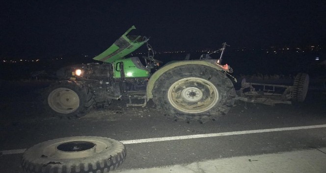 Kamyon traktöre çarptı: 1 yaralı