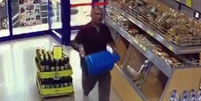 Mutfak tüpüyle marketi uçurmaya kalkıştı