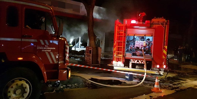 Nazilli'de lastik satış mağazasında korkutan yangın
