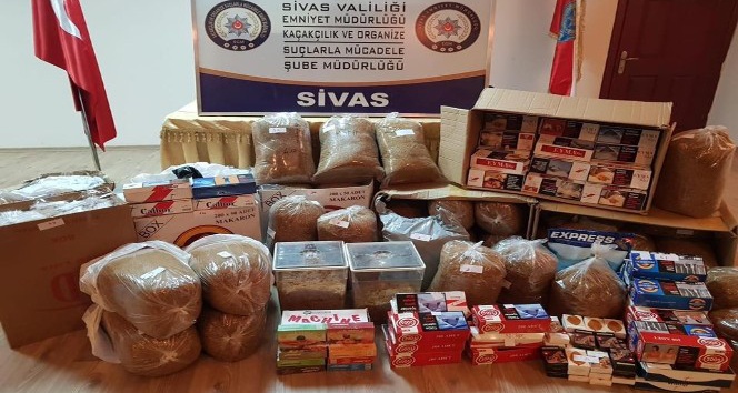Sivas’ta 163 kilo kaçak tütün ele geçirildi