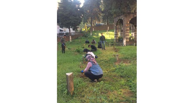 Üniversiteli öğrencileri projelerini mezarlıkta tamamladı