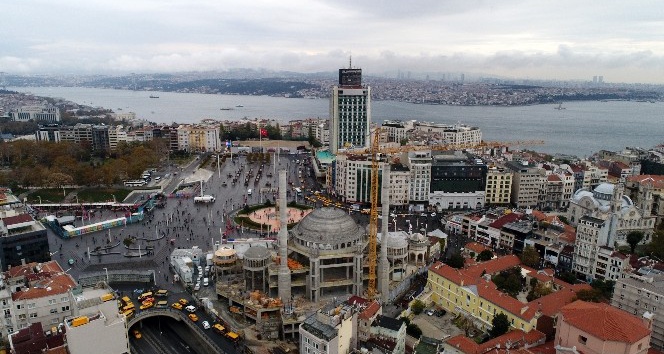 Betonarme yapısı biten Taksim Camii havadan görüntülendi