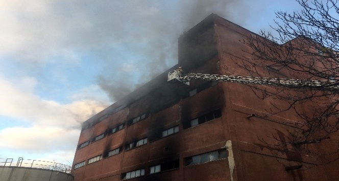 Metruk tül fabrikasındaki yangın havadan görüntülendi