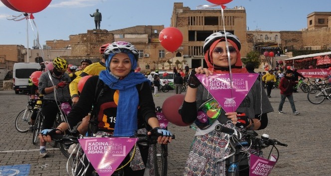 Mardin’de kadına şiddete karşı pedal çevrildi