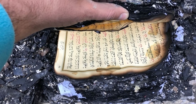 Yanan lojmanda Kur'an-ı Kerim zarar görmedi