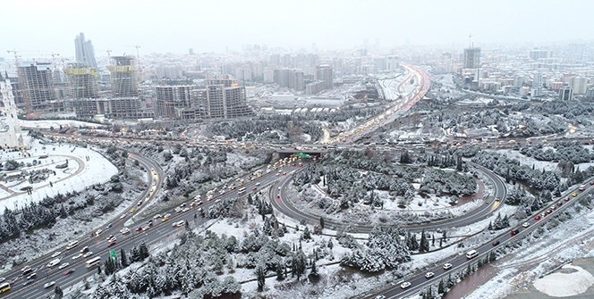 İstanbul’u kaplayan beyaz örtü havadan görüntülendi!