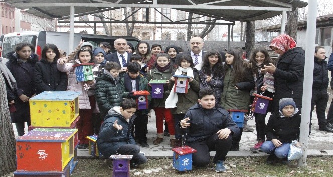 Öğrenciler sokak hayvanları için barınak yaptı