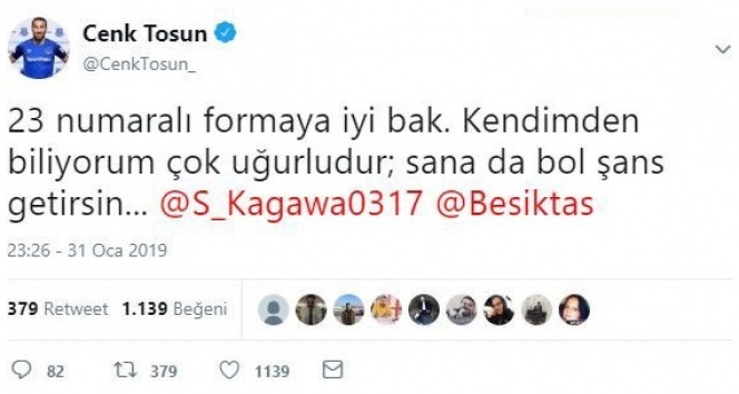 Cenk Tosun'dan Kagawa'ya mesaj