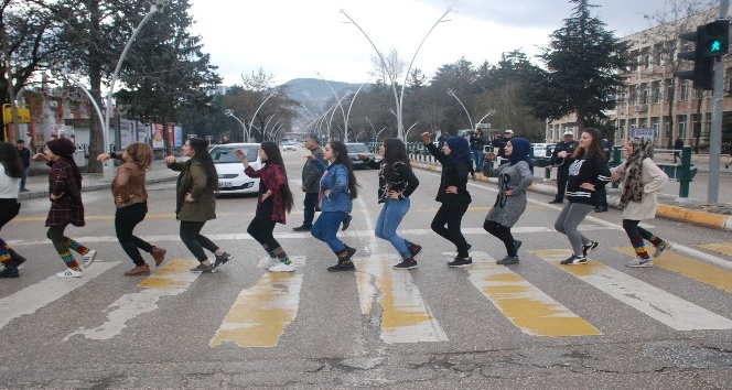 Yaya geçidinde halay çektiler