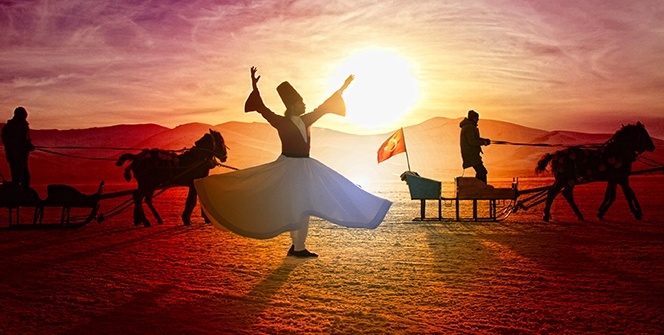 Çıldır Gölünde Atlı kızaklar eşliğinde sema gösterisi