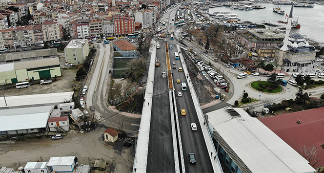 Bir bölümü trafiğe açılan Haydarpaşa Köprüsü havadan görüntülendi