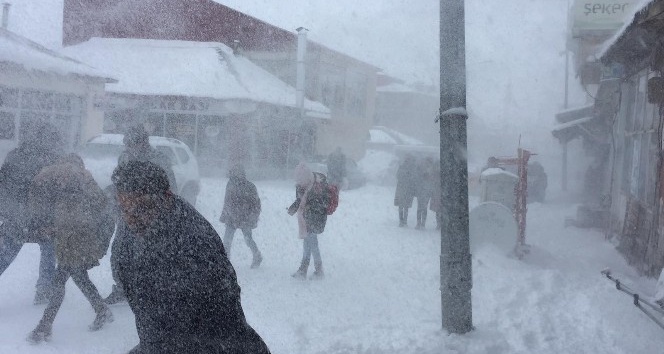 Karlıova’da kar ve tipi etkili oldu, okullar tatil edildi