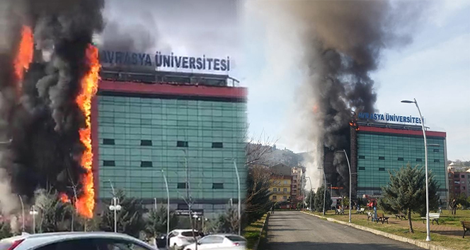 Trabzon&#039;da özel bir üniversitede yangın