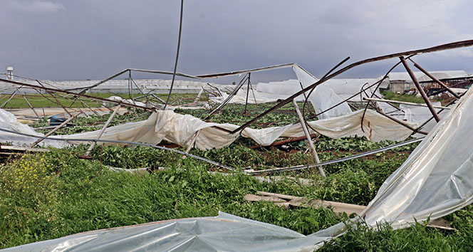 Antalya’da hortum seraları yerle bir etti, evlerin çatılarını söktü