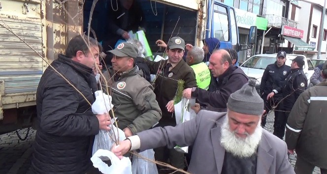 Erzurum’da Orman Bölge Müdürlüğü Berat Kandili dolayısıyla ücretsiz fidan dağıtımı yaptı