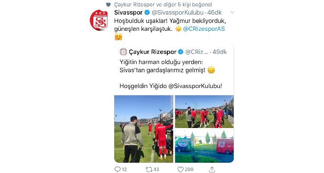 Sivasspor-Çaykur Rizespor maçı öncesi dostluk mesajları
