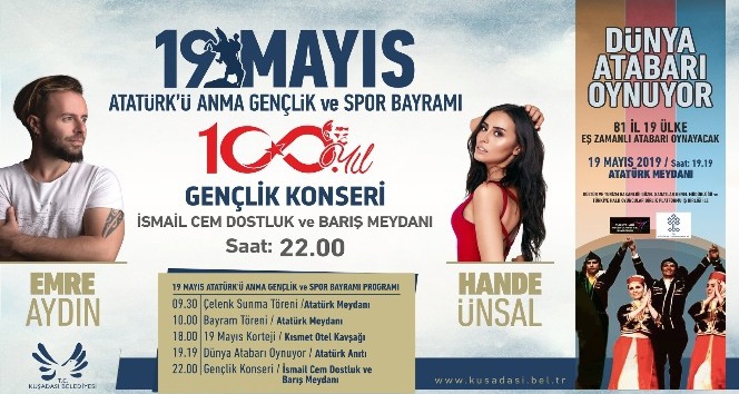 Kuşadası’nda 19 Mayıs’ta Emre Aydın ve Hande Ünsal ücretsiz halk konseri verecek