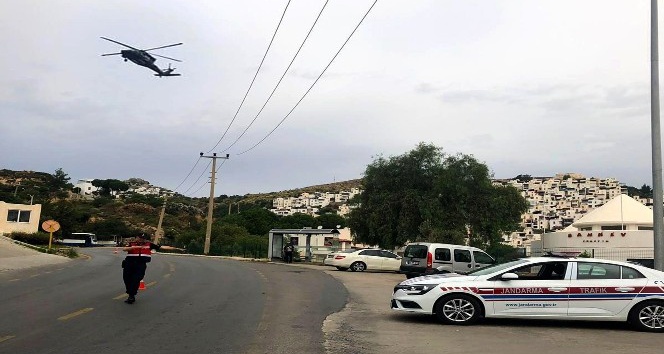 Jandarma’dan Bodrum’da helikopterli trafik denetimi