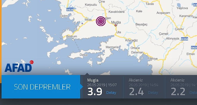 Muğla’da 3.9 büyüklüğünde deprem meydana geldi