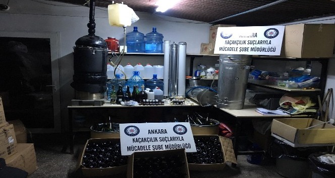 Ankara polisinden sahte alkol üretim tesisine baskın