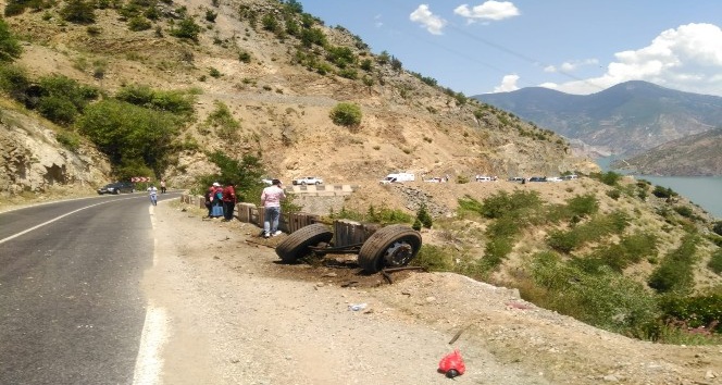 Artvin’de kamyon şarampole yuvarlandı: 1 ölü, 8 yaralı