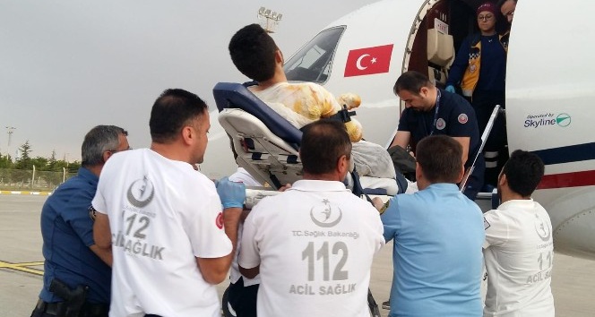 3.derecede yanığı olan hasta ambulans uçakla İzmir’e nakledildi