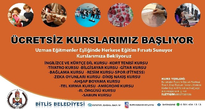 Bitlis Belediyesinin ücretsiz kurs kayıtları başladı