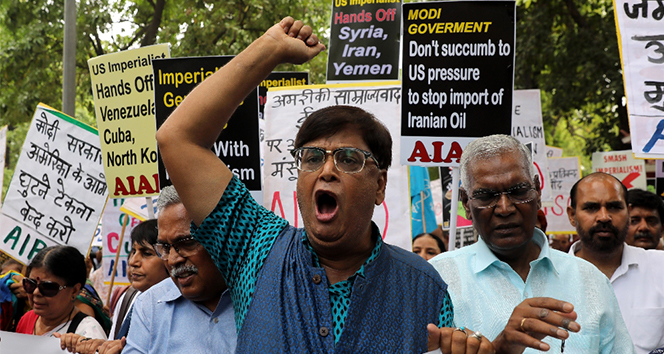 Pompeo’nun Hindistan ziyareti protesto edildi