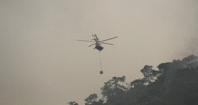 Dalamandaki yangında helikopterler havadan müdahaleye başladı