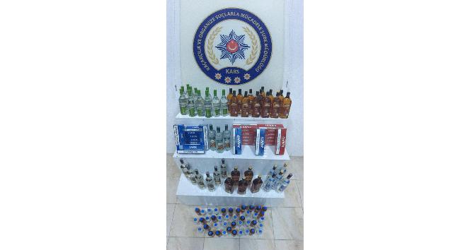 Kars’ta 84 şişe kaçak içki ele geçirildi