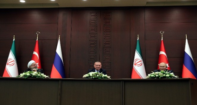 Erdoğan-Putin-Ruhani ortak basın toplantısı