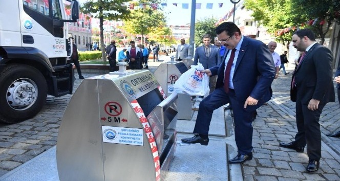 Genç, yer altı çöp konteynır sistemini inceledi