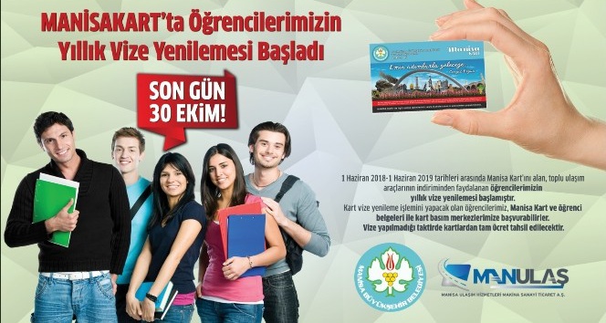 Öğrenciler’in Manisakart vizesi için son gün 31 Ekim
