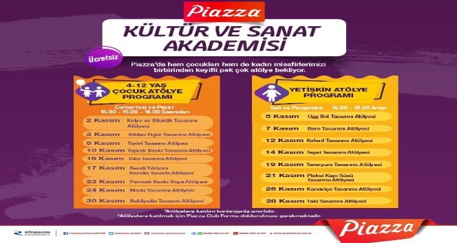 Hafta içi yetişkinlere, hafta sonu çocuklara atölye etkinlikleri