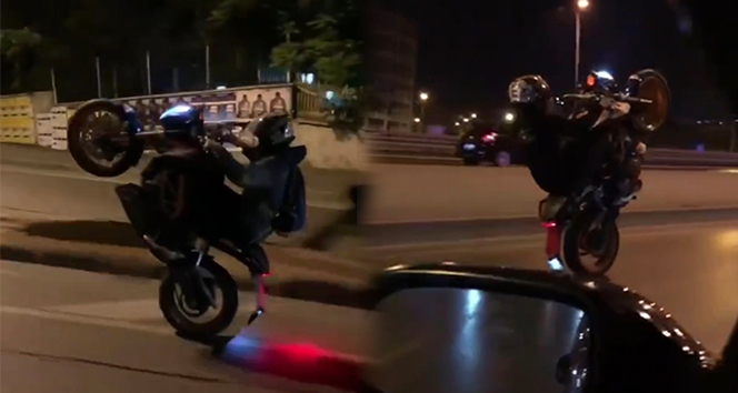 Motosikletli maganda mega kentte trafiği birbirine kattı